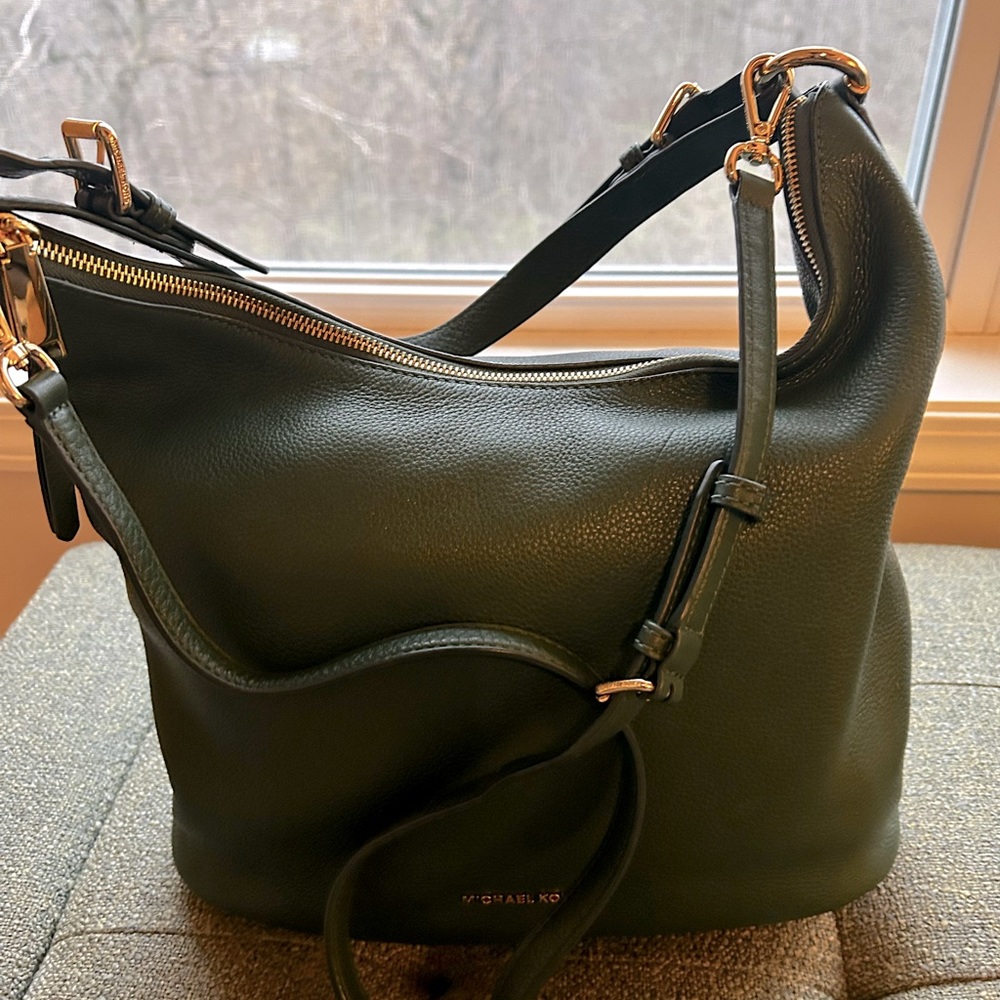 MICHAEL Michael Kors Lupita large leather hobo bag - color moss